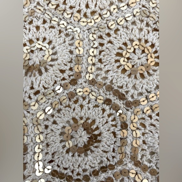 LN White House Black Market Cropped Embroidered Knit Sequin Open Cardigan Y2K - Picture 4 of 9